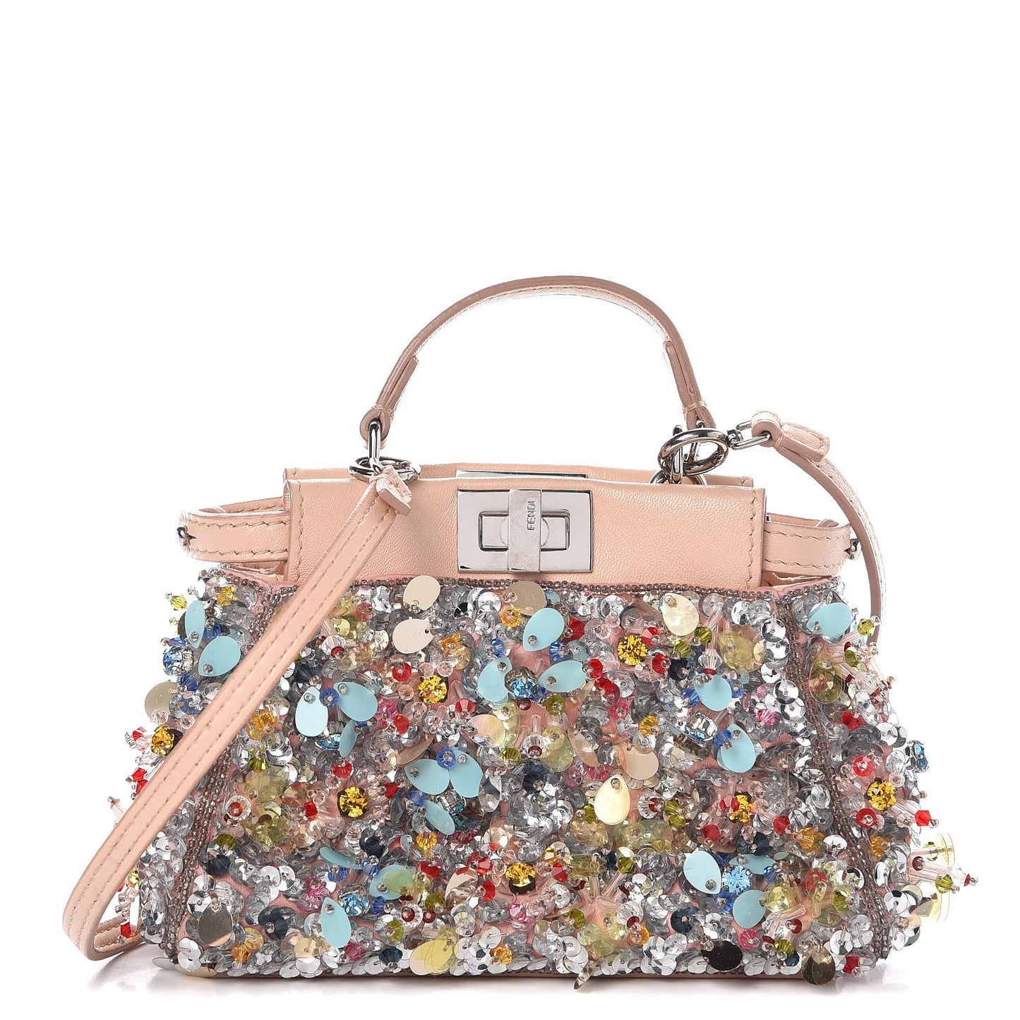 Sequin Embellished Micro Peekaboo Iconic Satchel Blush