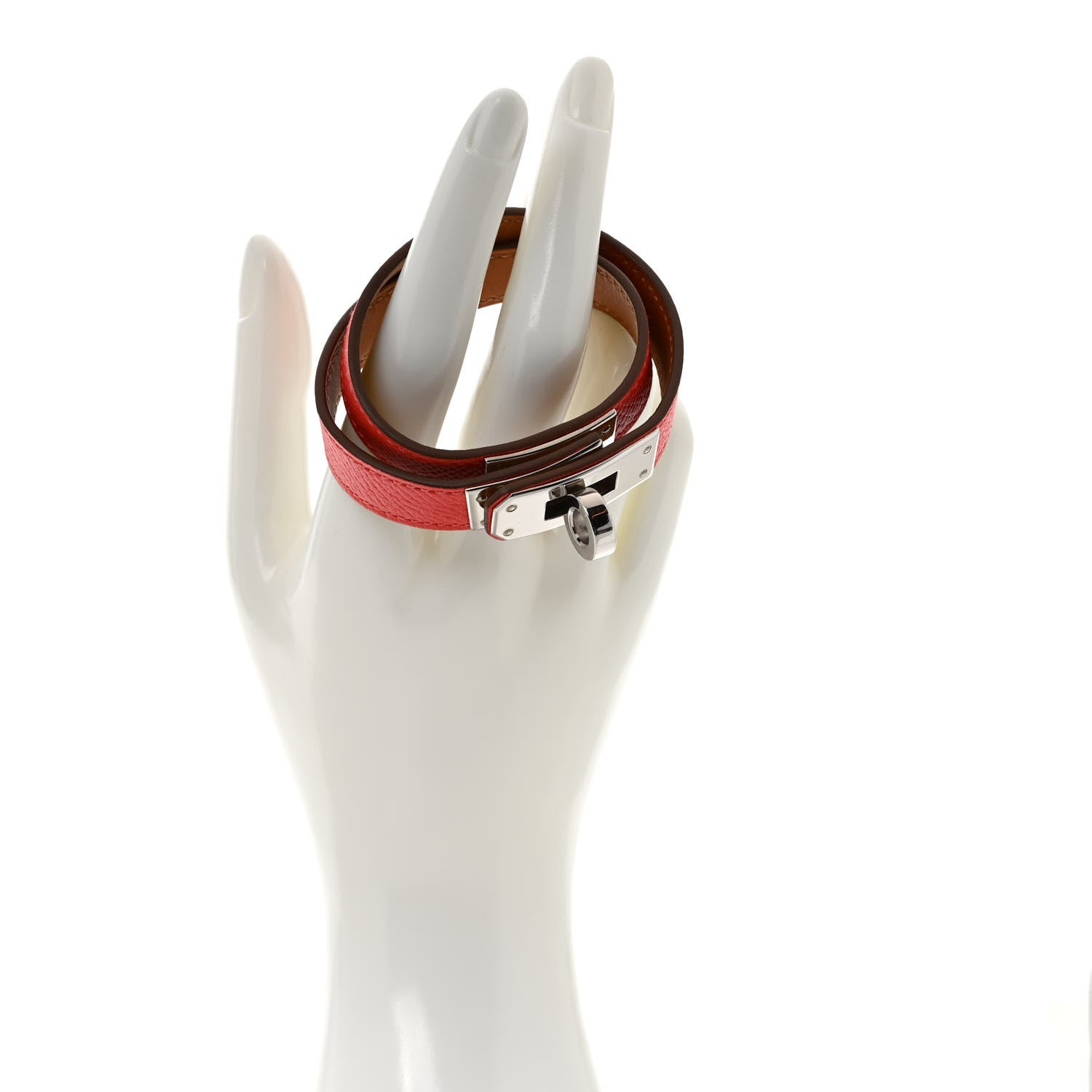 Hermes Epsom Kelly Double Tour Bracelet S Rose Jaipur 2 of 5
