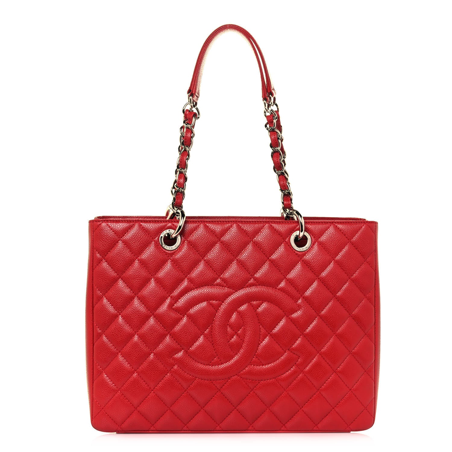 Chanel Caviar Quilted Grand Shopping Tote GST Red 1 of 13