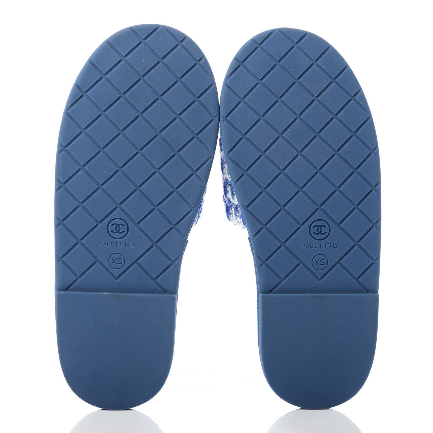 Chanel Tweed CC Flat Mules XS Blue 5 of 10