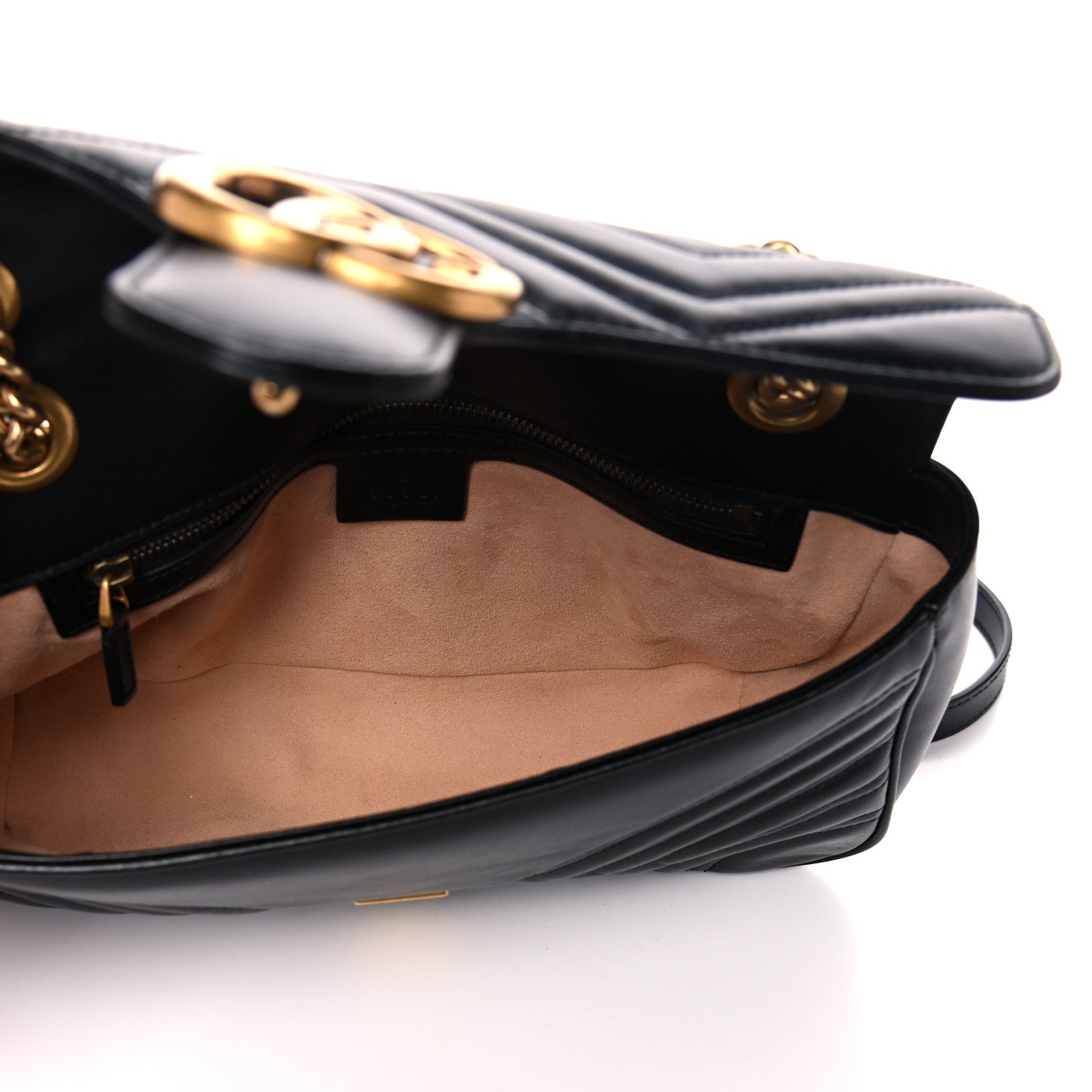 Gucci Calfskin Matelasse Small GG Marmont Shoulder Bag Black 5 of 11