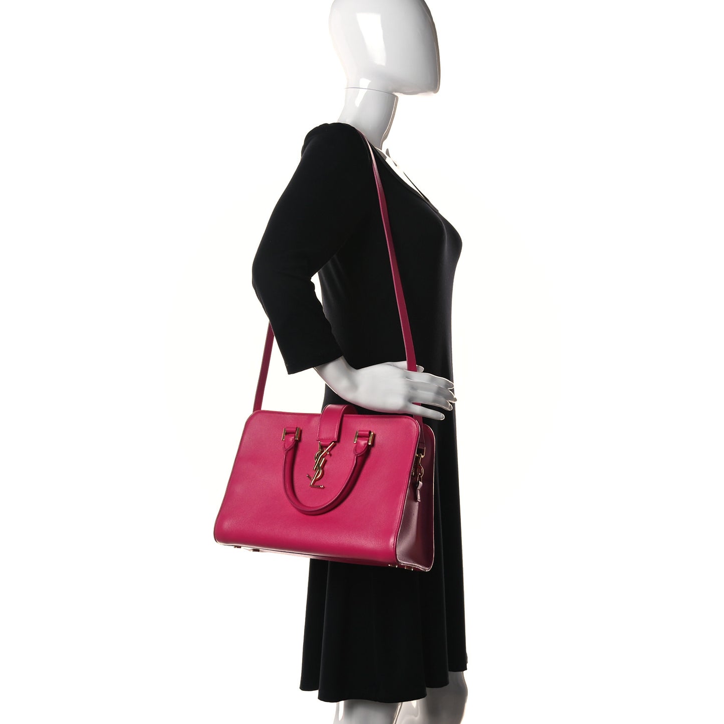 Calfskin Small Monogram Cabas Fuchsia