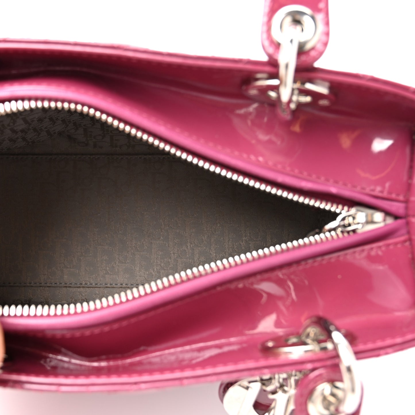 Patent Cannage Medium Lady Dior Dark Pink