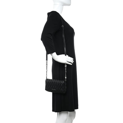 Miu Miu Nappa Matelasse Crystal Chain Crossbody Bag Black 2 of 9