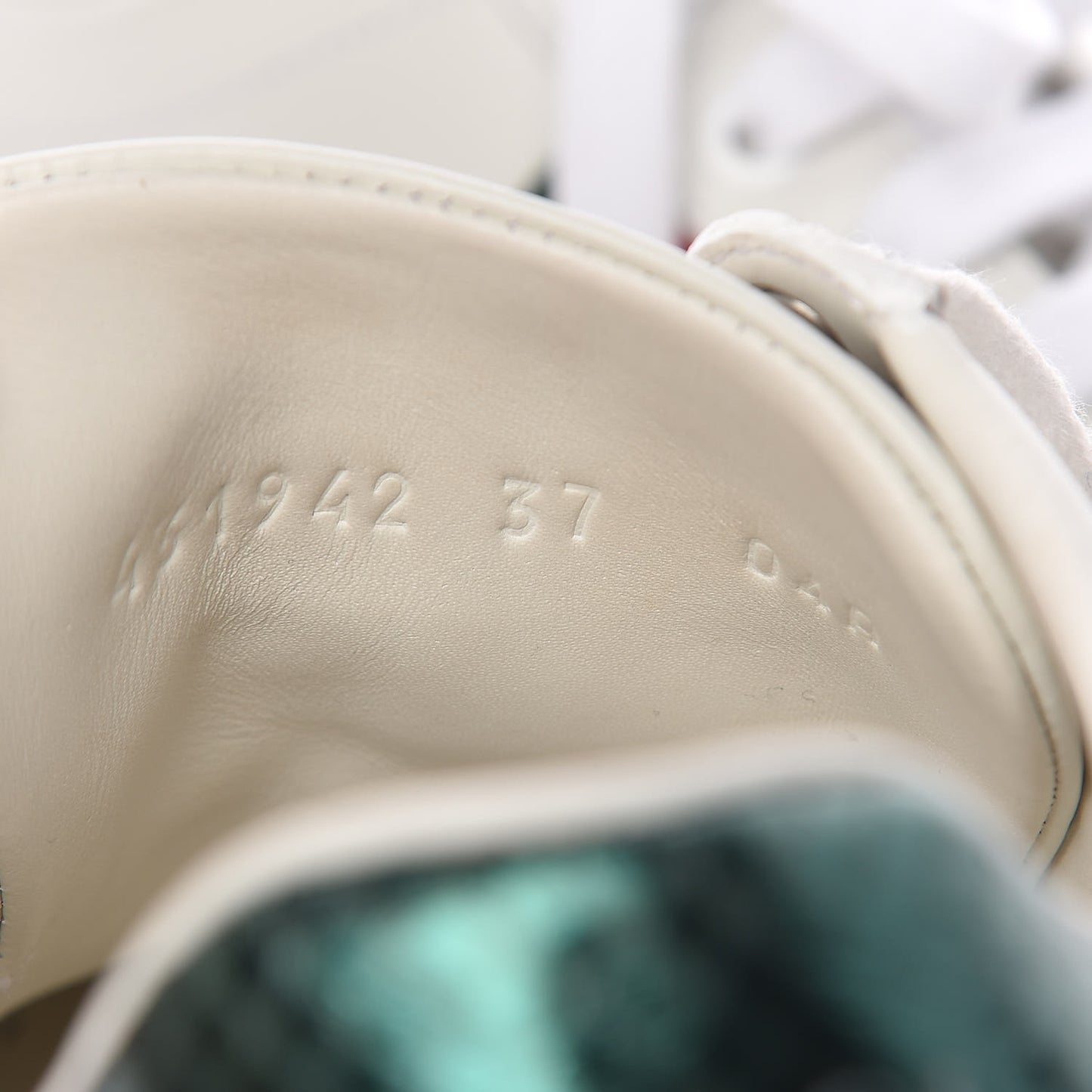 Calfskin Ayers Bee Embroidered Womens Ace Sneakers 37 White Green