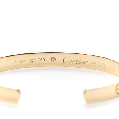 Cartier 18K Yellow Gold 1 Diamond LOVE Cuff Bracelet 17 3 of 6