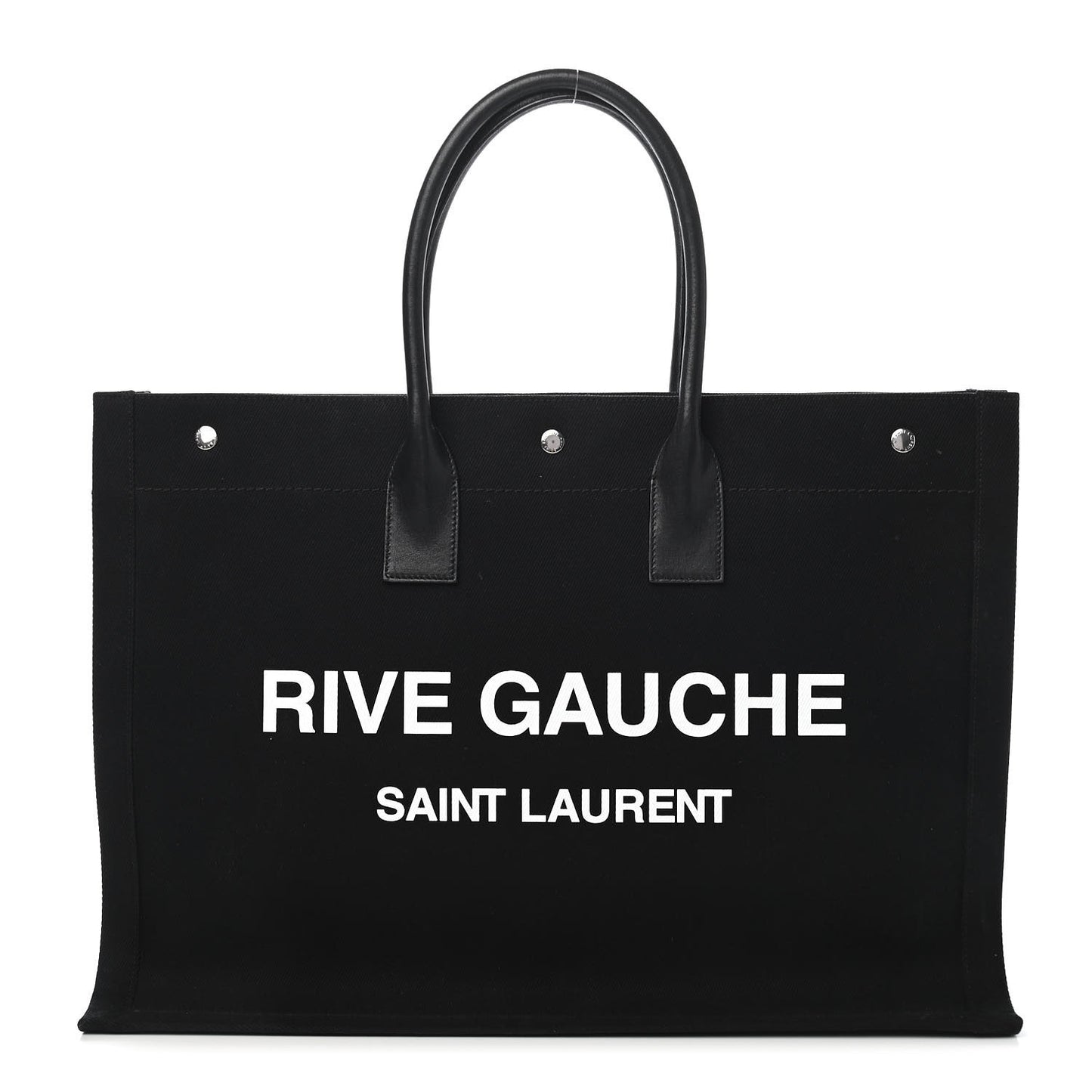 Linen Calfskin Rive Gauche Tote Black