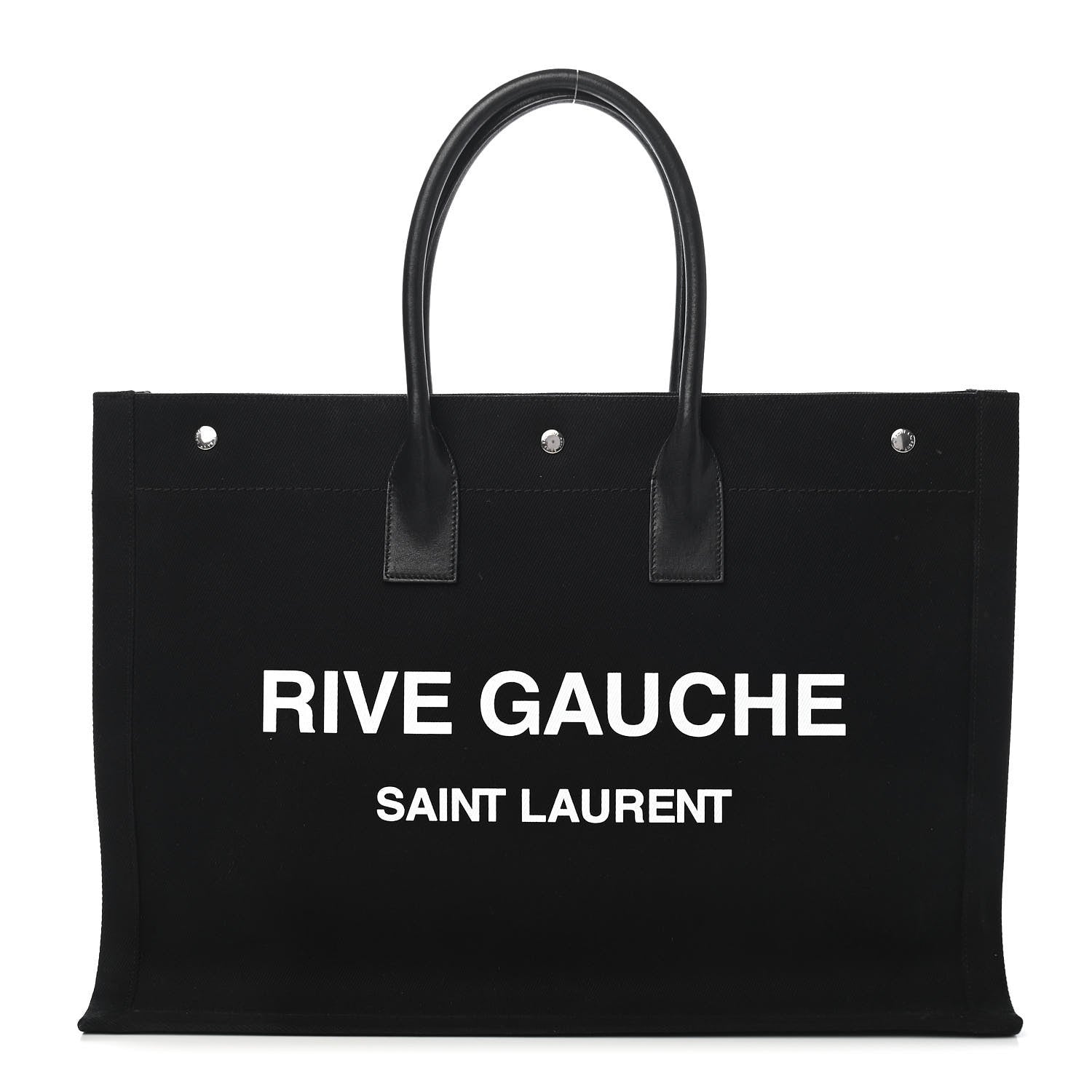 Saint Laurent Linen Calfskin Rive Gauche Tote Black 1 of 8