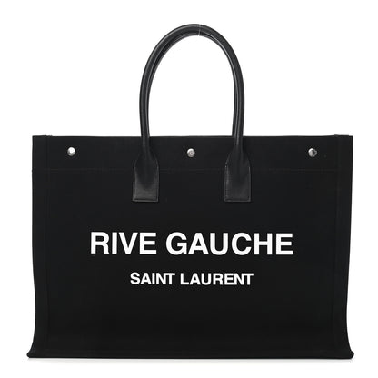Saint Laurent Linen Calfskin Rive Gauche Tote Black 1 of 8