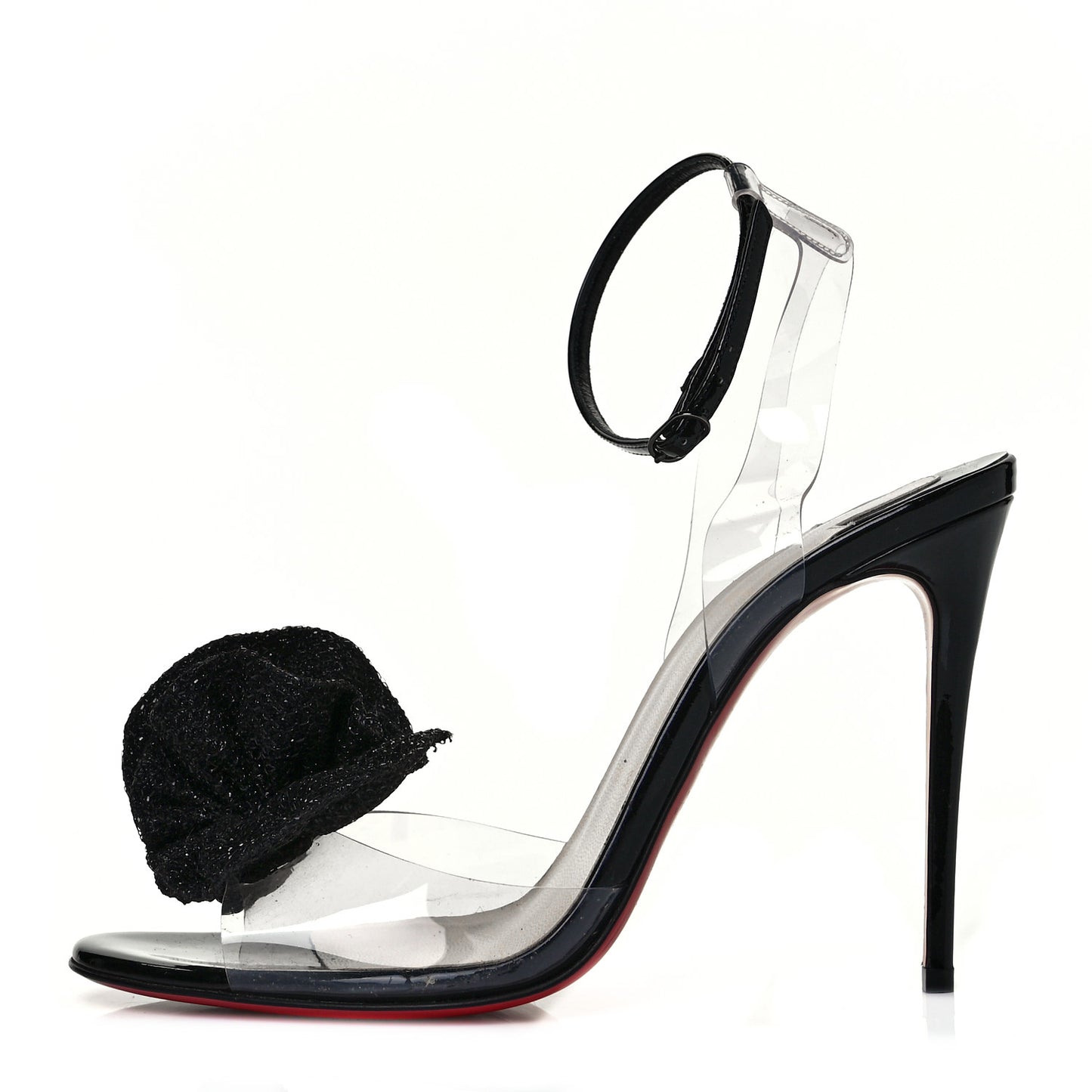 Metallic Calfskin Glitter Tonic PVC Fossiliza 100 Sandals 38 Black