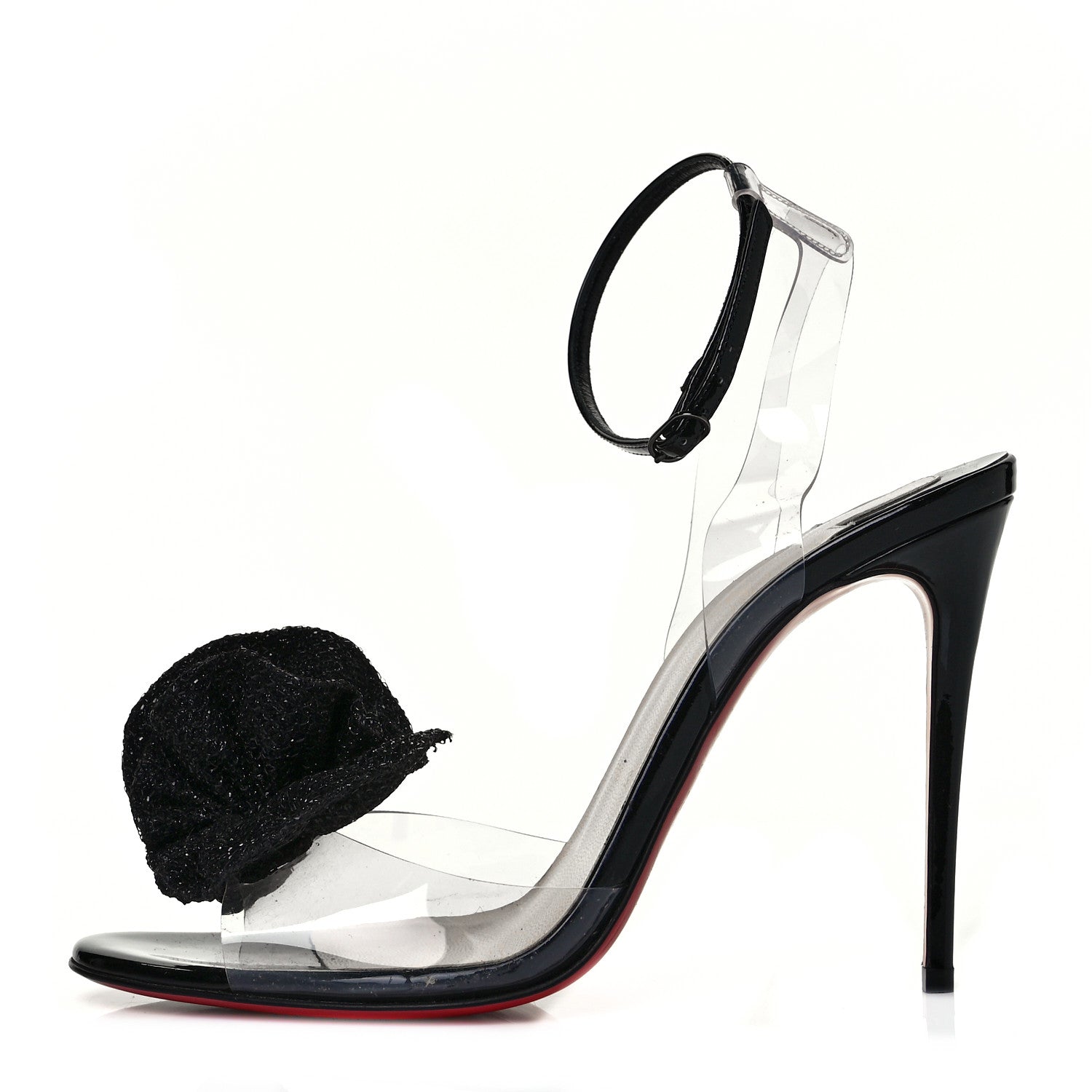 Christian Louboutin Metallic Calfskin Glitter Tonic PVC Fossiliza 100 Sandals 38 Black 1 of 8