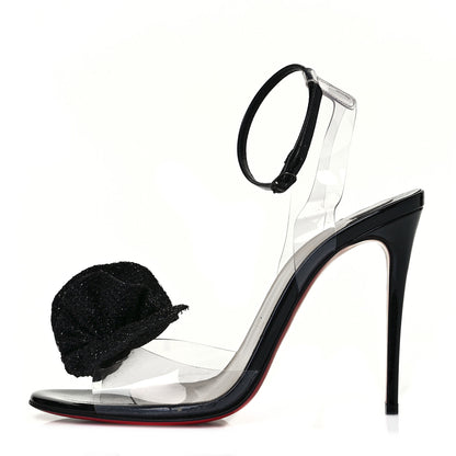 Christian Louboutin Metallic Calfskin Glitter Tonic PVC Fossiliza 100 Sandals 38 Black 1 of 8