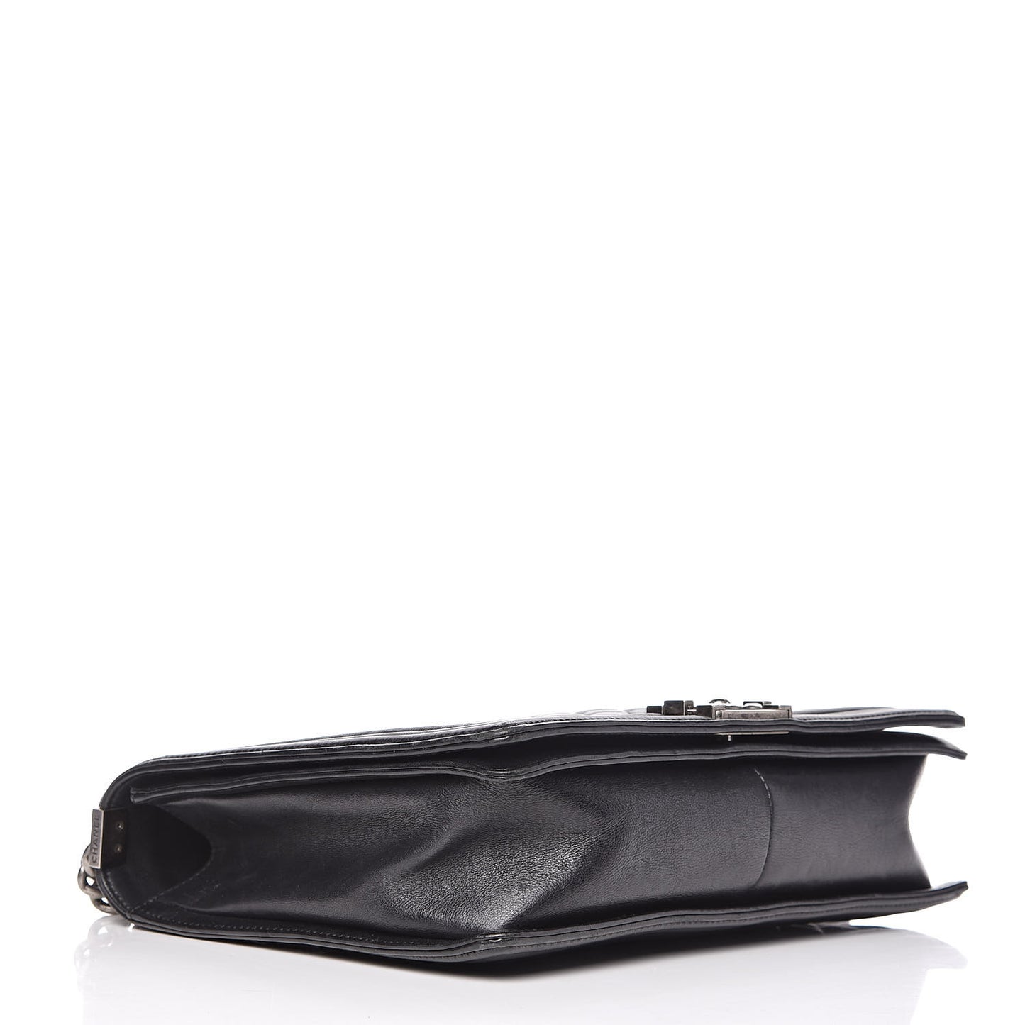 Calfskin Quilted Large Boy Flap Black