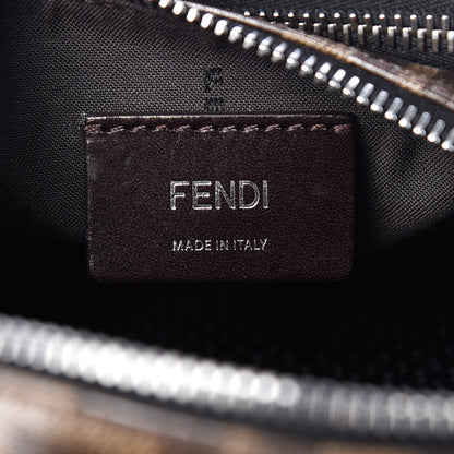 Fendi Glazed Fabric Vitello Century FF 1974 Stamp Patch Mens Pocket Belt Bag Mogano Panna Black 6 of 7