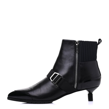 Hermes Tuscan Calfskin Technical Canvas Shocky Ankle Boots 38 Black 1 of 10