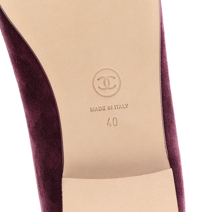 Chanel Suede Patent Calfskin Cap Toe CC Ballerina Flats 40 Burgundy 7 of 10