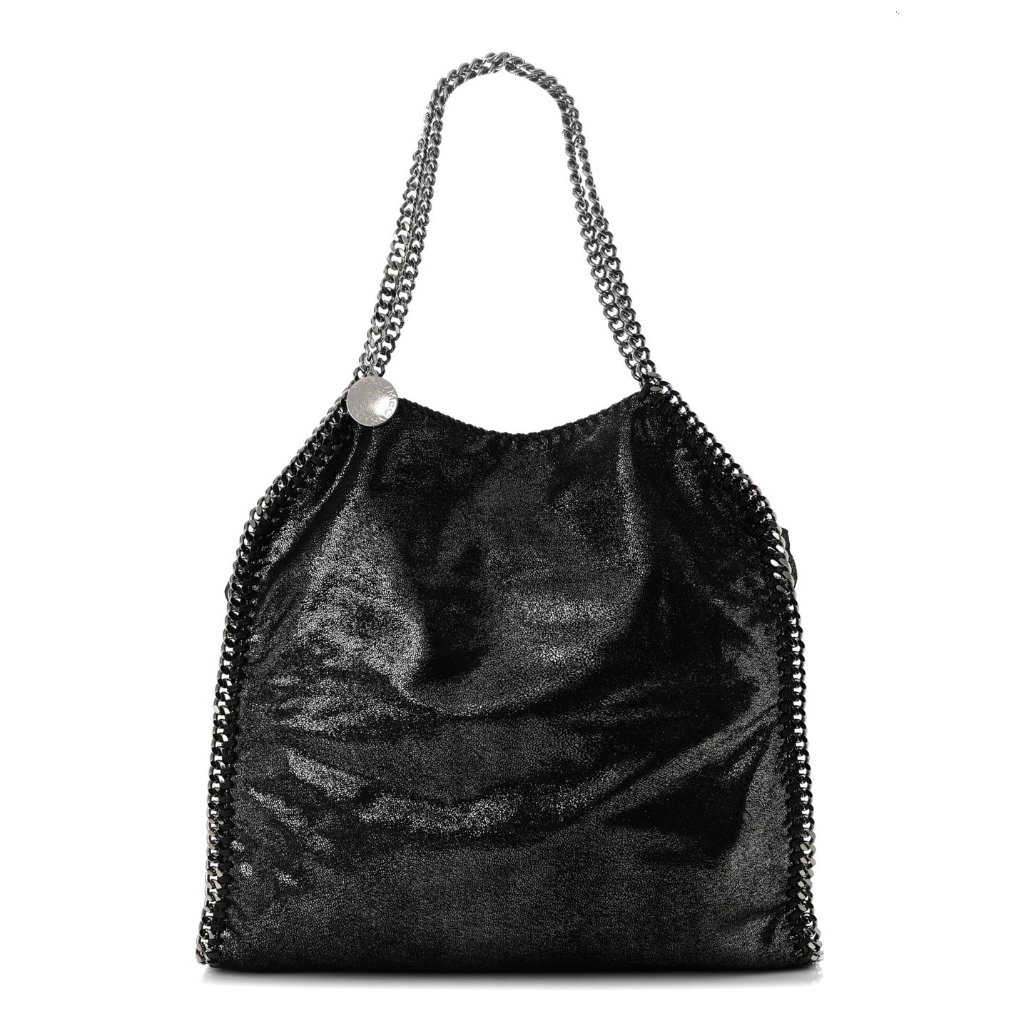 Metallic Shaggy Deer Big Falabella Tote Black