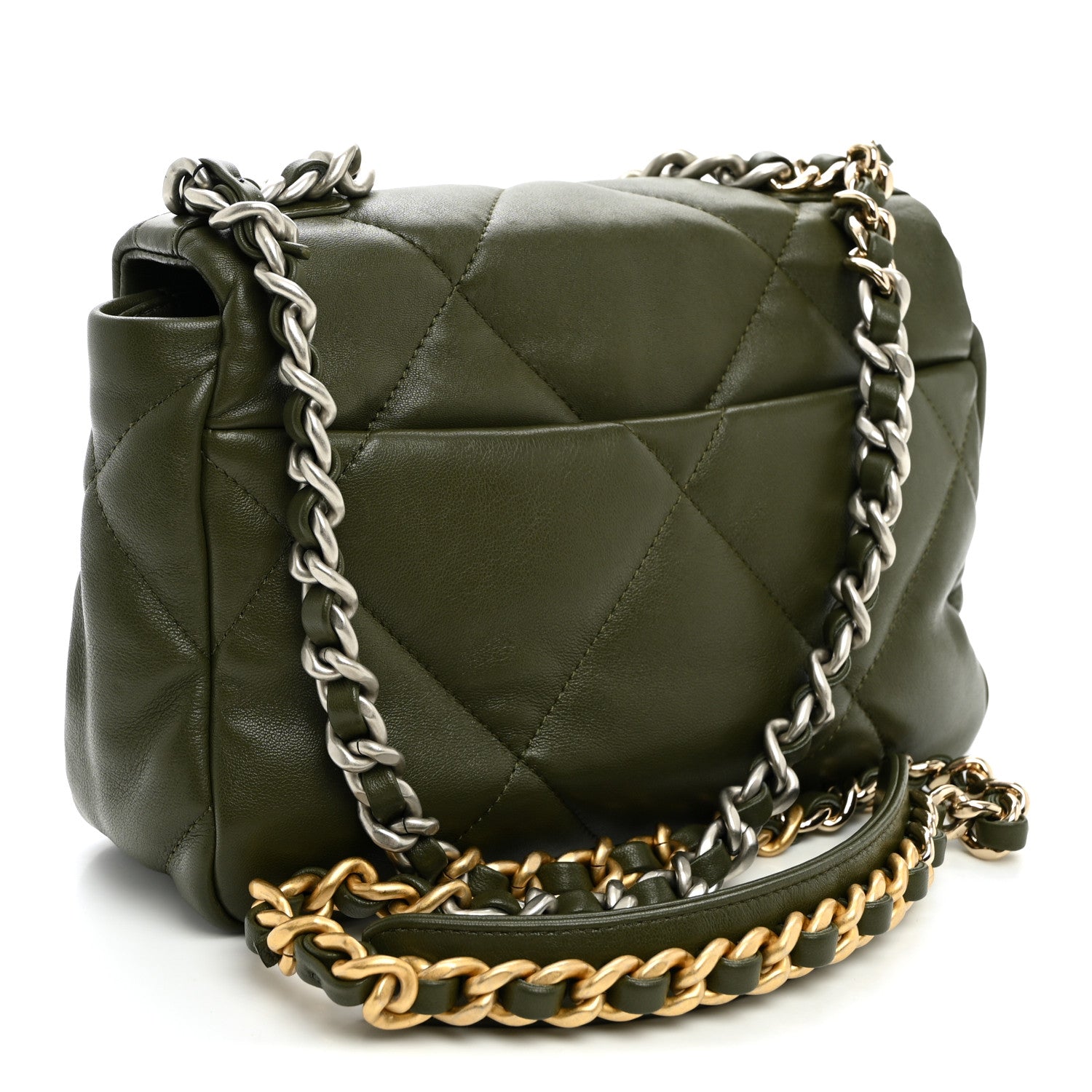 Chanel Lambskin Quilted Medium Chanel 19 Flap Khaki 3 of 10