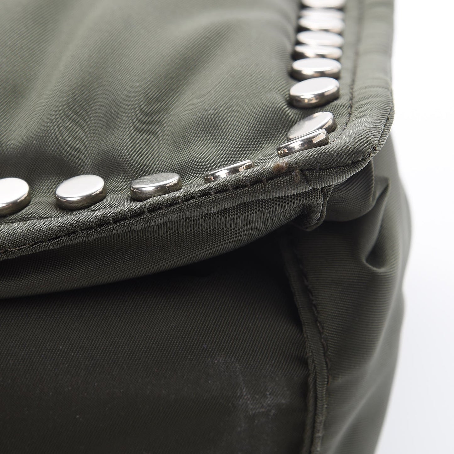 Tessuto Nylon Etiquette Studded Tote Military Green