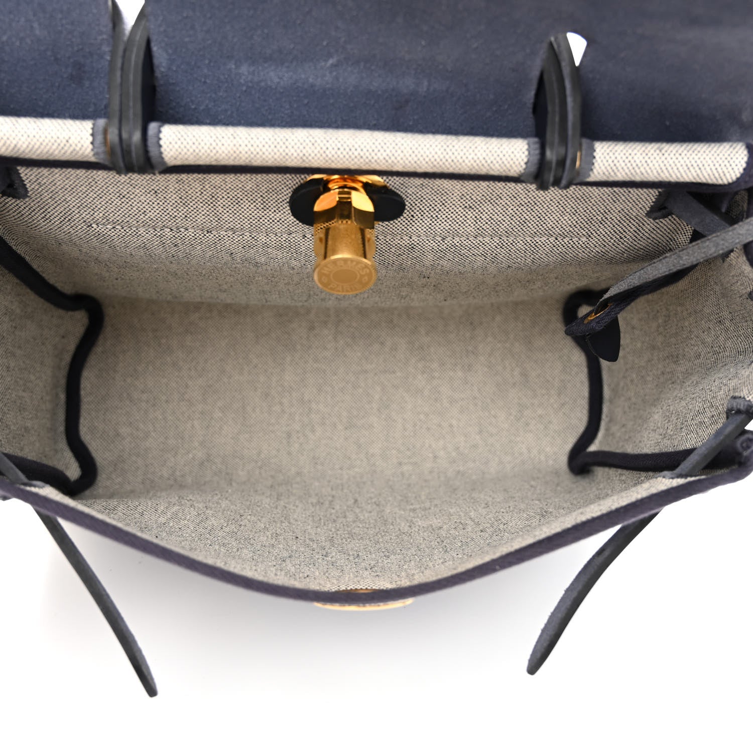 Hermes H Plume Canvas Vache Hunter Circuit 24 Herbag Zip Retourne 31 Bleu Royal Bleu Indigo Ecru 6 of 11