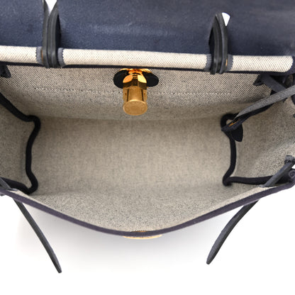 Hermes H Plume Canvas Vache Hunter Circuit 24 Herbag Zip Retourne 31 Bleu Royal Bleu Indigo Ecru 6 of 11