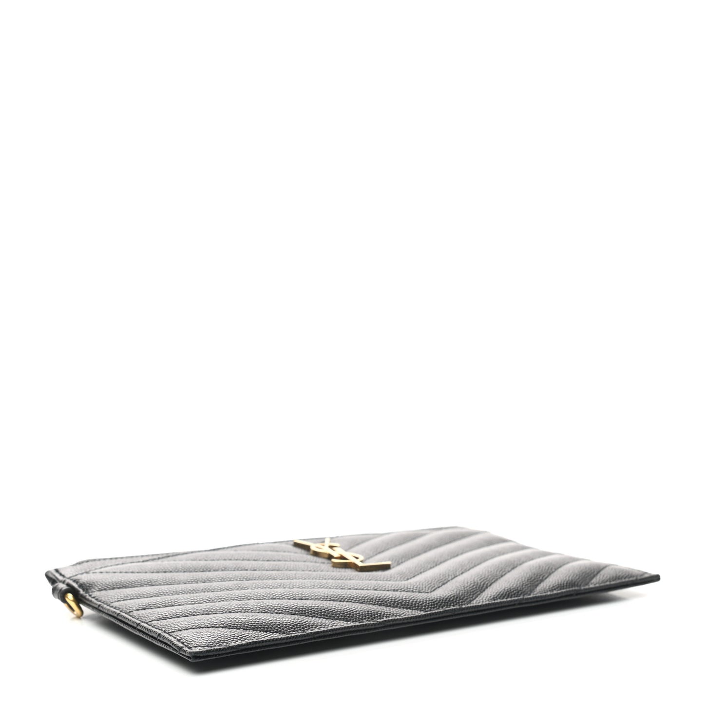 Grain De Poudre Chevron Monogram Large Bill Pouch Black