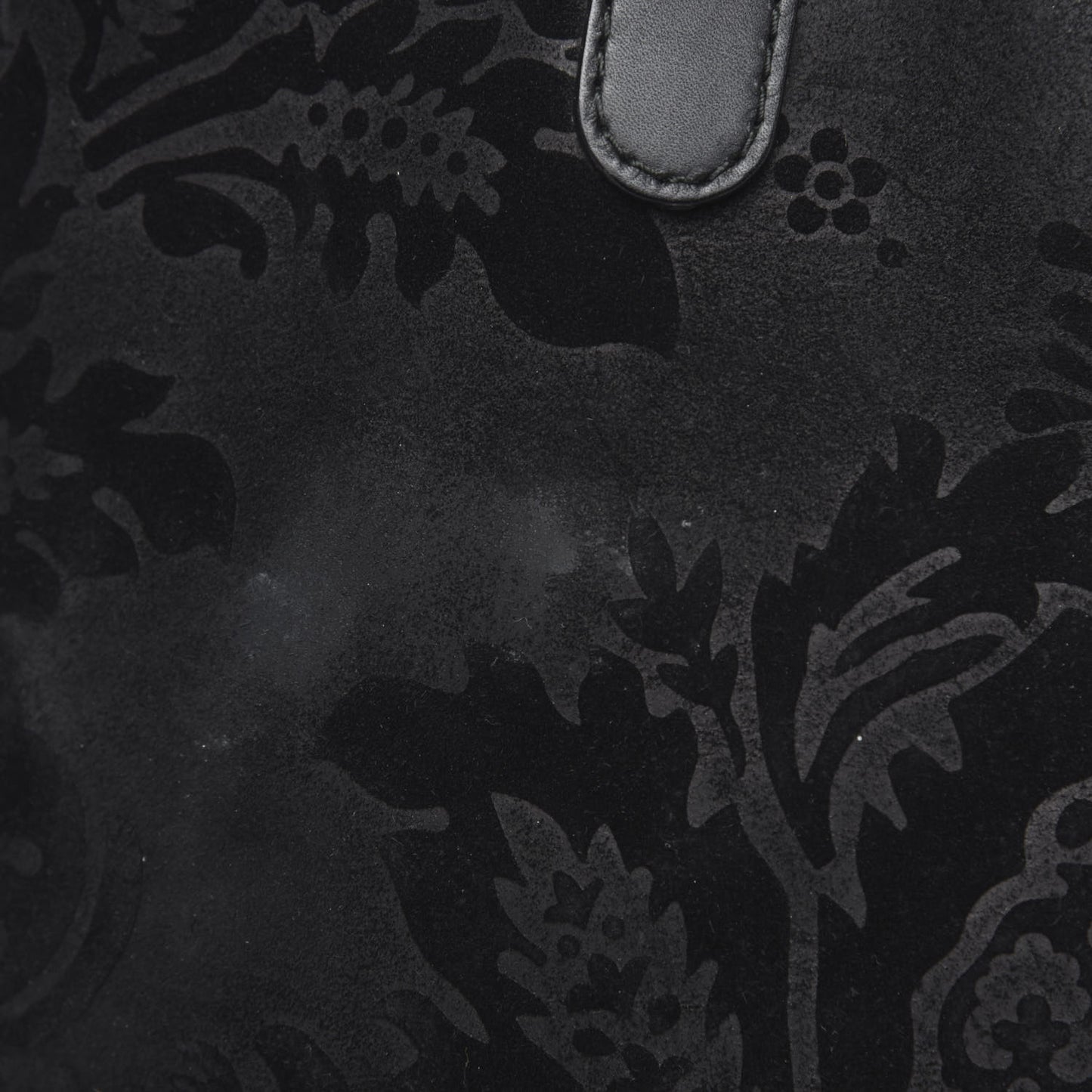 Nubuck Brocade Medium Soft Stirrup Tote Black