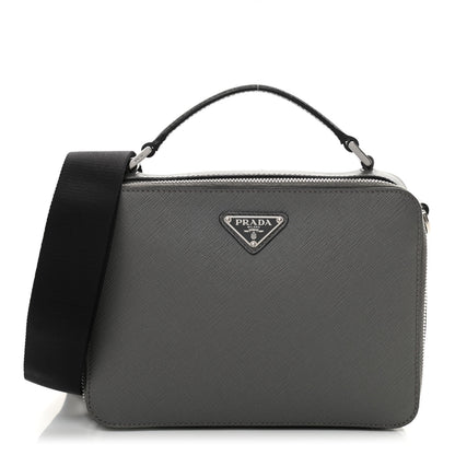 Prada Saffiano Travel Medium Brique Crossbody Bag Marmo 1 of 12