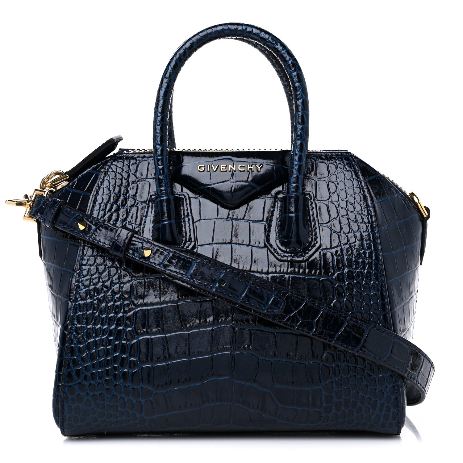 Givenchy Calfskin Crocodile Embossed Mini Antigona Navy 1 of 9