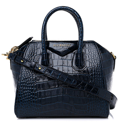 Givenchy Calfskin Crocodile Embossed Mini Antigona Navy 1 of 9