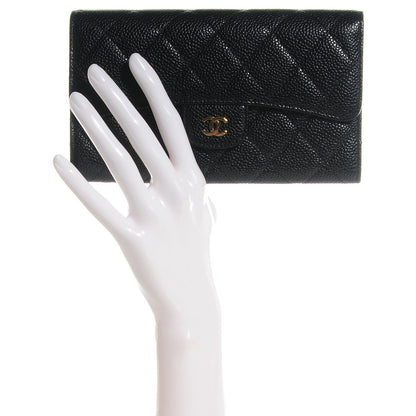 Chanel Caviar Quilted Long Flap Wallet Black 2 of 8
