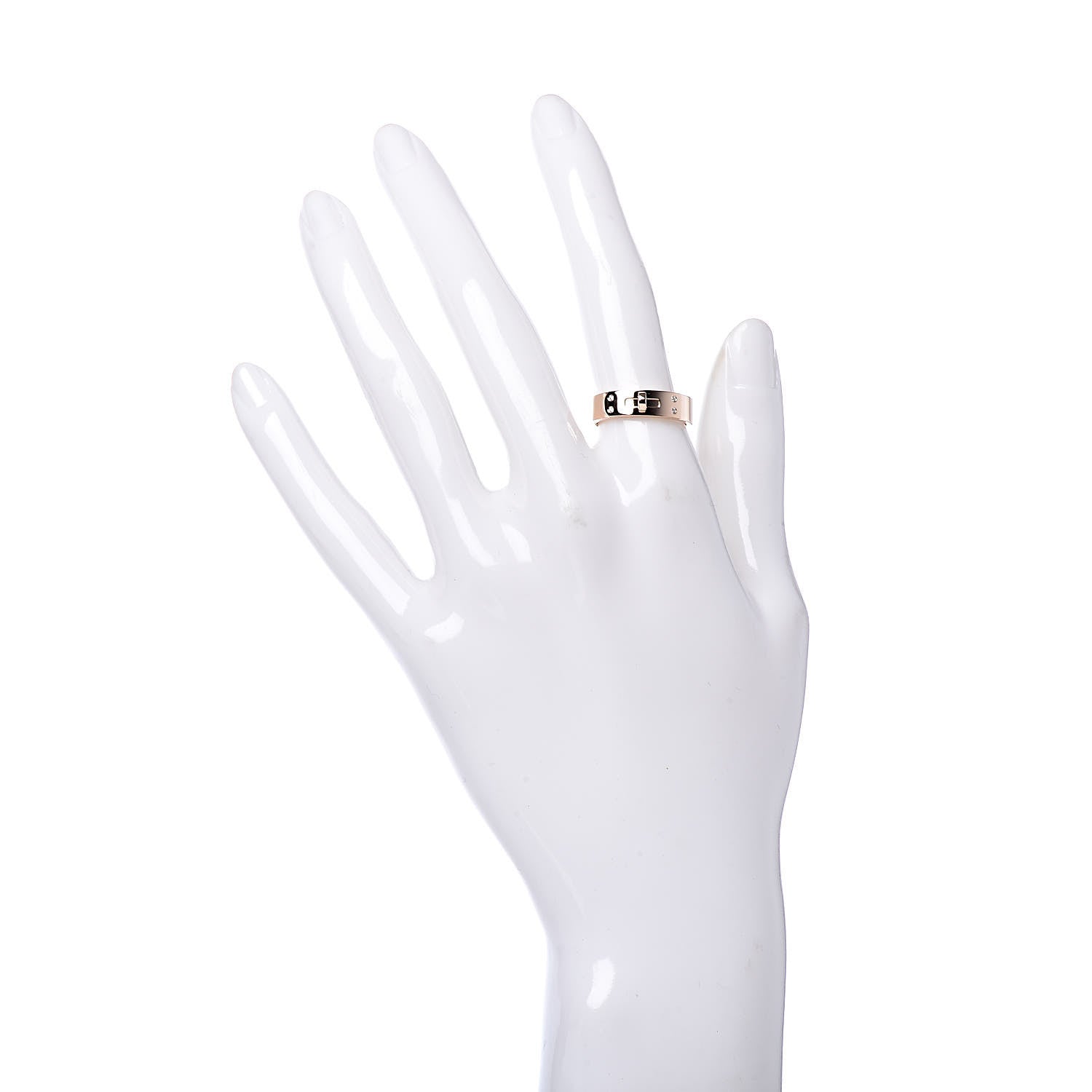 Hermes 18K Rose Gold Diamond PM Kelly Ring 53 6.25 2 of 5