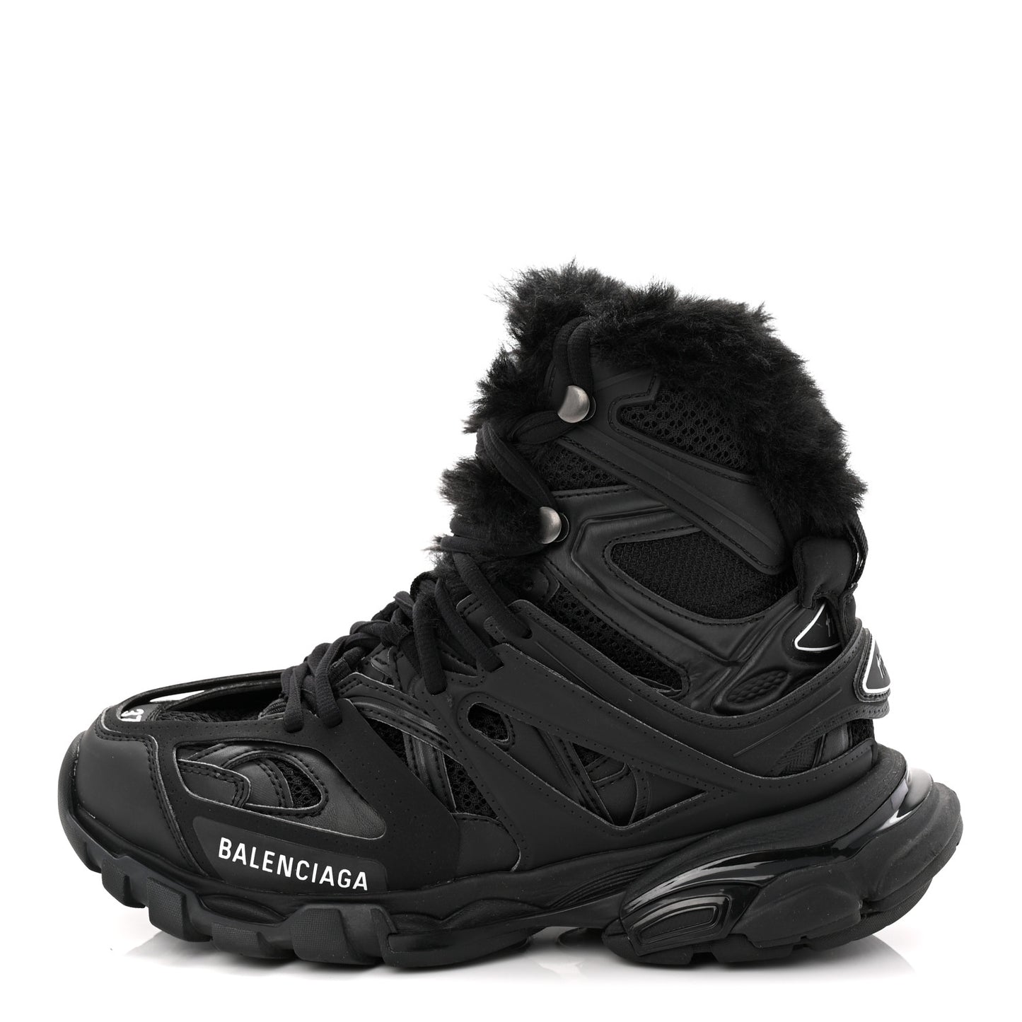 Mesh Nylon Faux Fur Womens Track Hike Sneakers 37 Black