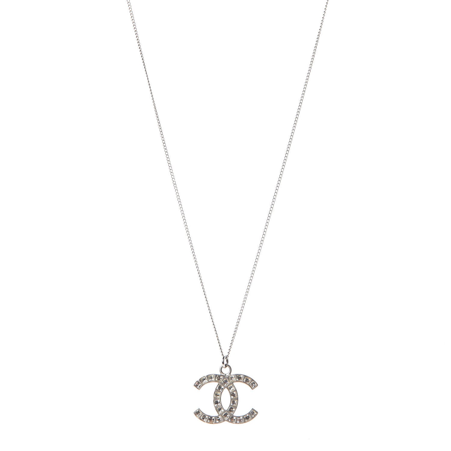 Baguette Crystal CC Necklace Silver