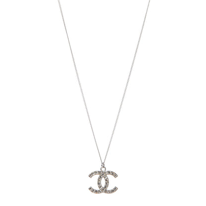 Chanel Baguette Crystal CC Necklace Silver 1 of 4