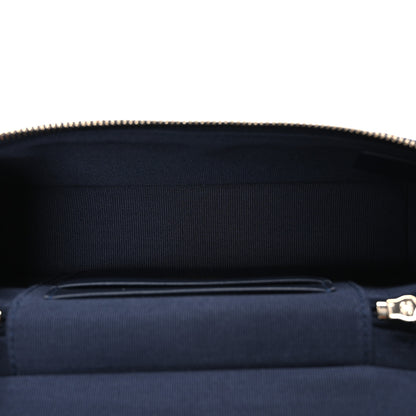 Chanel Denim Quilted Top Handle Slim Vanity Case With Chain Dark Blue Orange 5 of 11