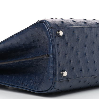 Gucci Ostrich Medium Zumi Top Handle Bag Blue 7 of 9