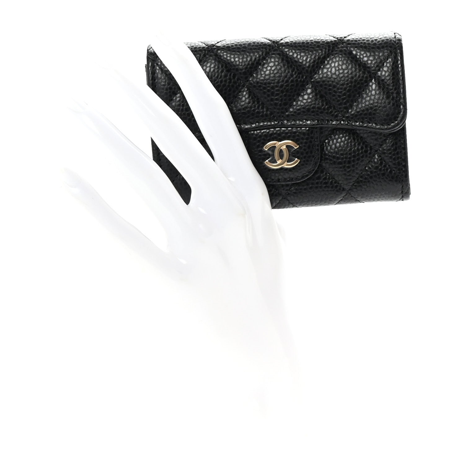 Chanel Caviar Quilted Flap Card Holder Wallet Black 2 of 9