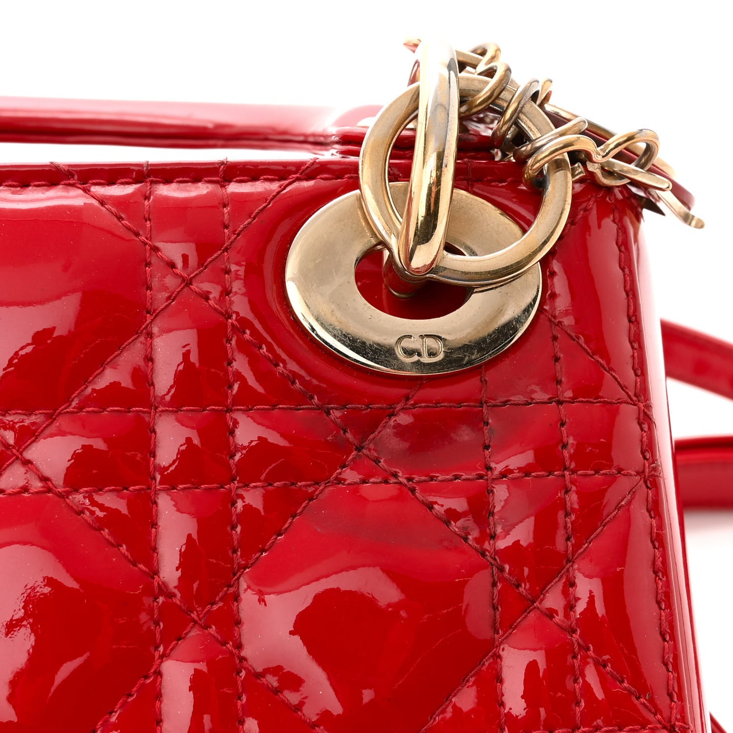 Patent Cannage Mini Lady Dior Red