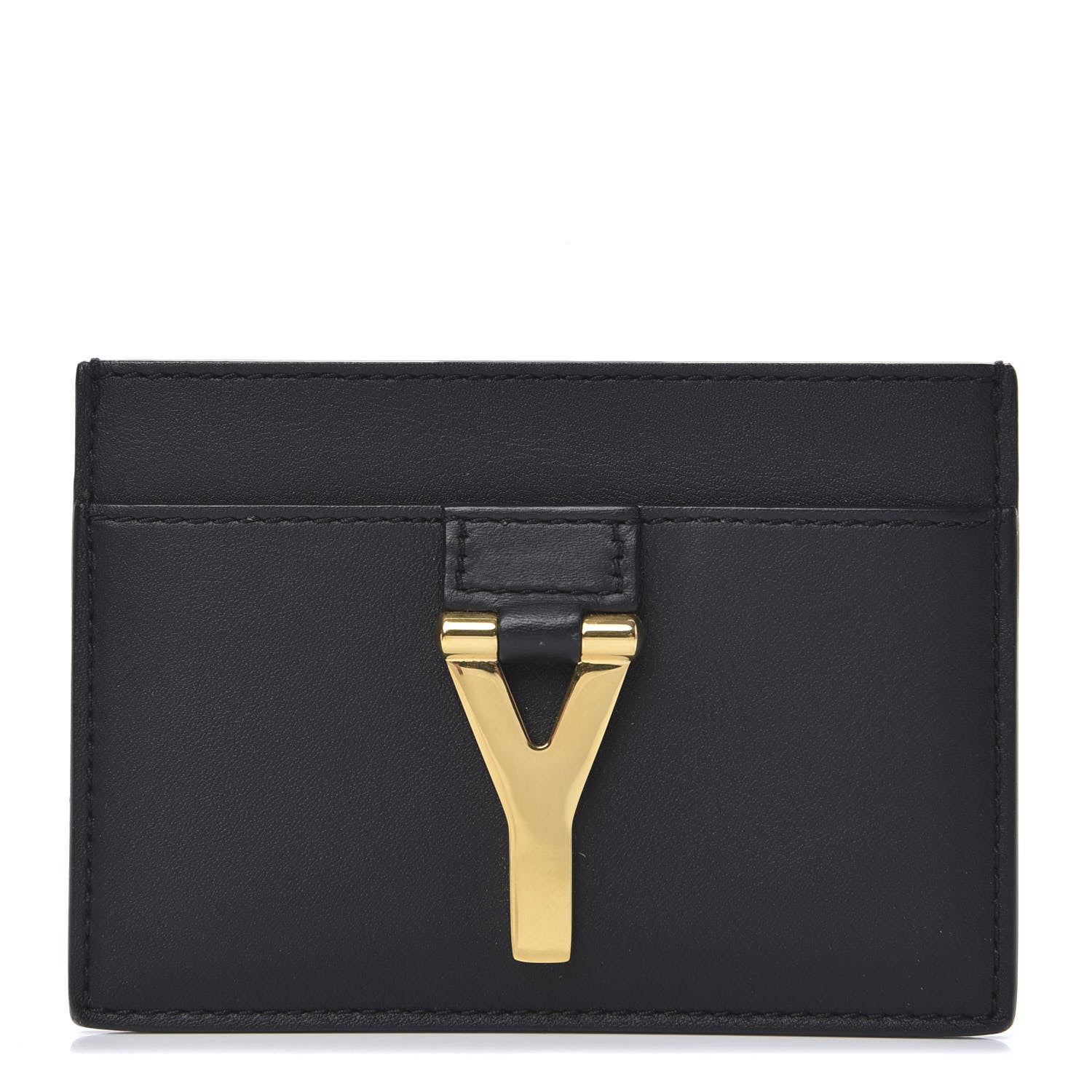 Saint Laurent Calfskin Classic Y Card Case Black 1 of 5