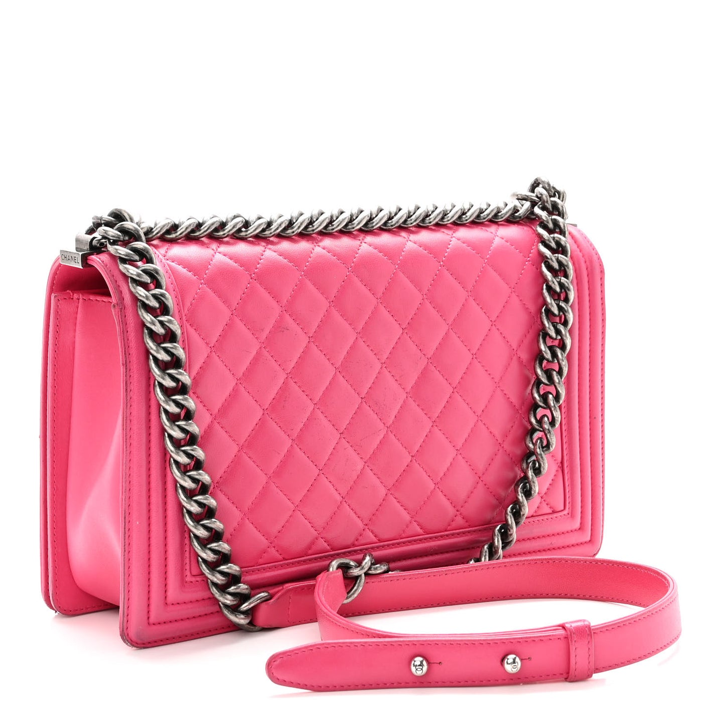 Lambskin Quilted New Medium Boy Flap Pink