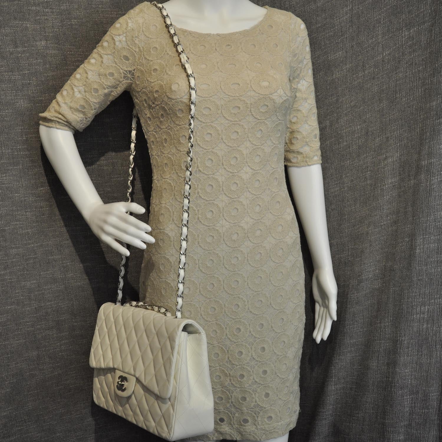 Chanel Lambskin Quilted Jumbo Flap White 2 of 10