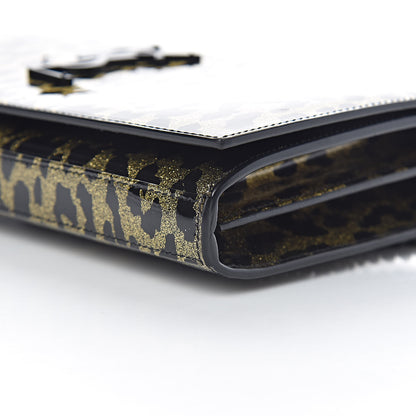 Saint Laurent Patent Leopard Print Monogram Chain Wallet Leopard Black Gold 10 of 10