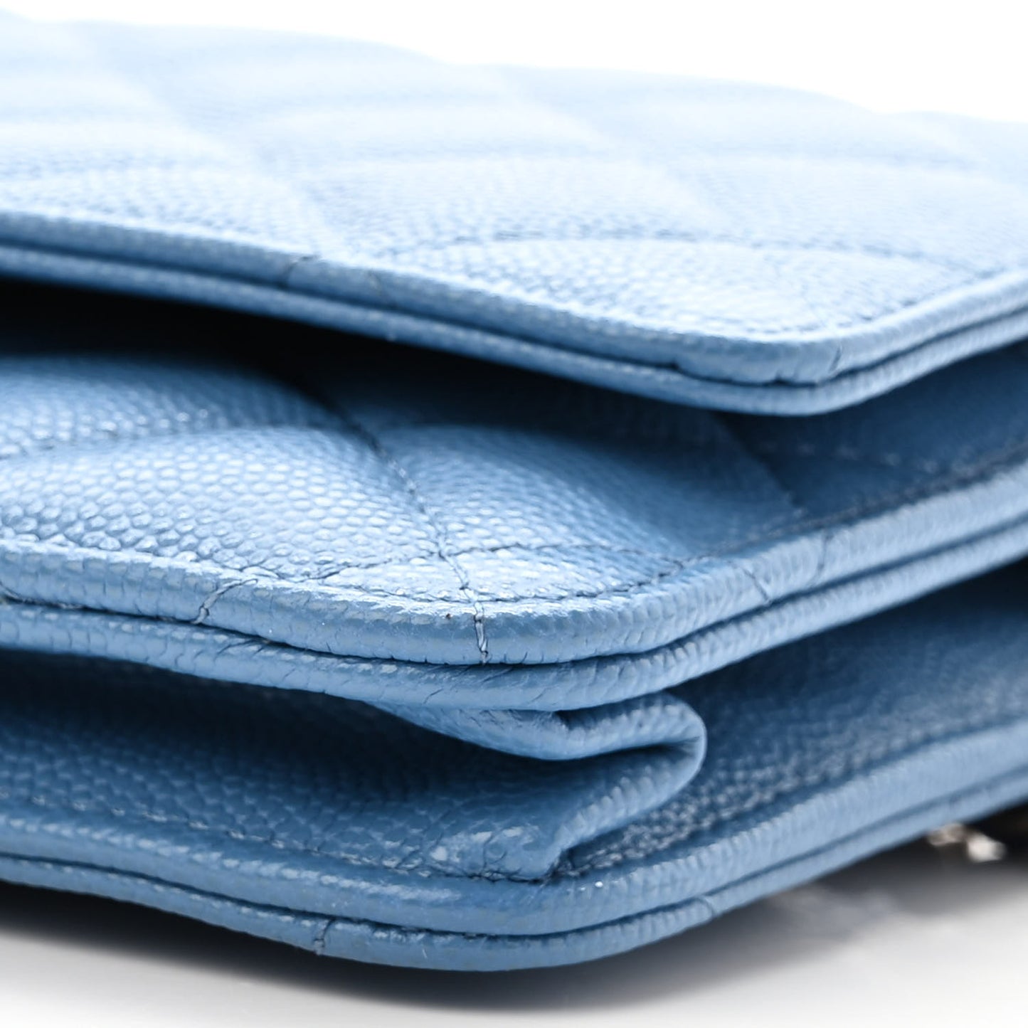 Caviar Quilted Wallet On Chain WOC Blue