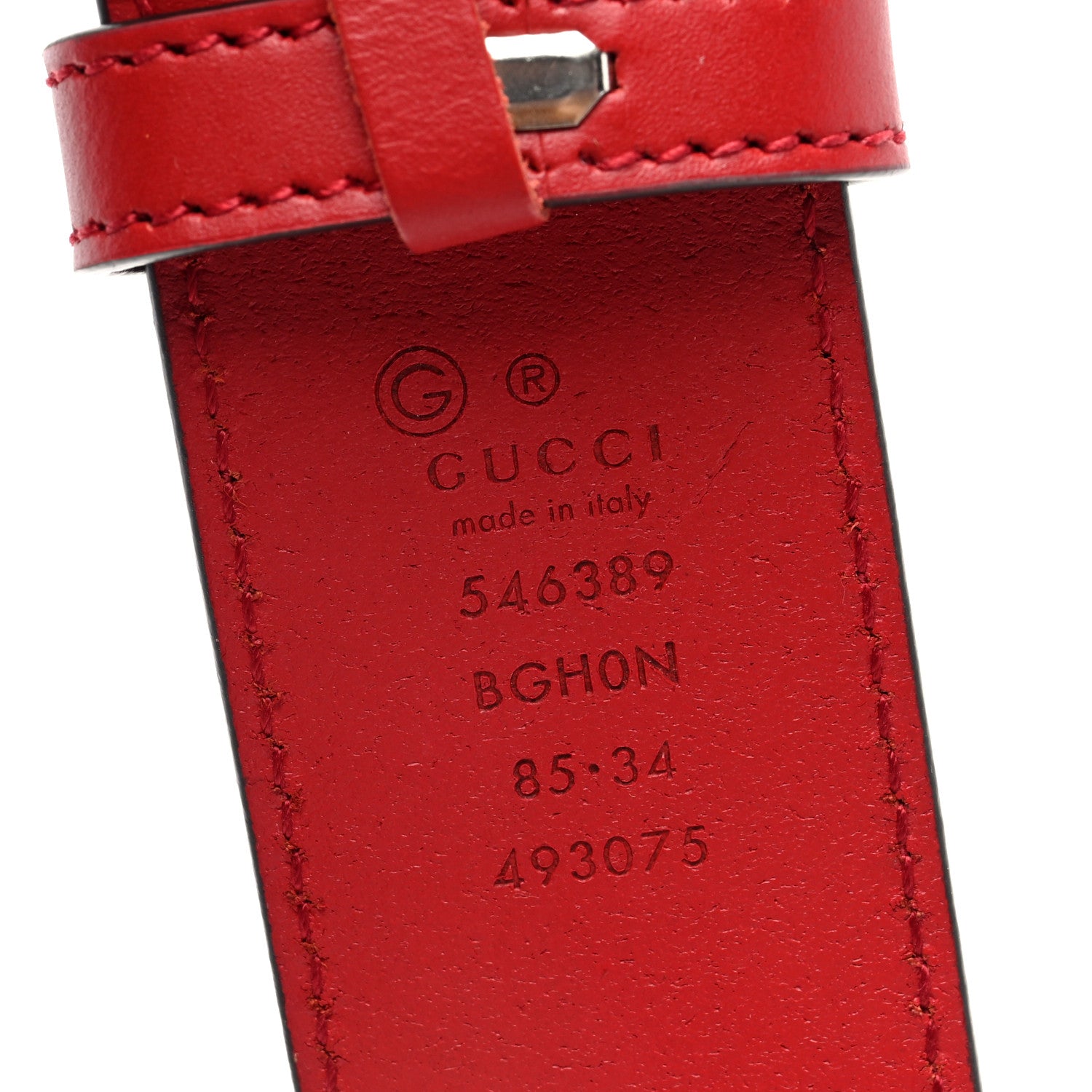 Gucci Selleria Calfskin Mens Interlocking G 37mm Belt 85 34 Rosso 3 of 4