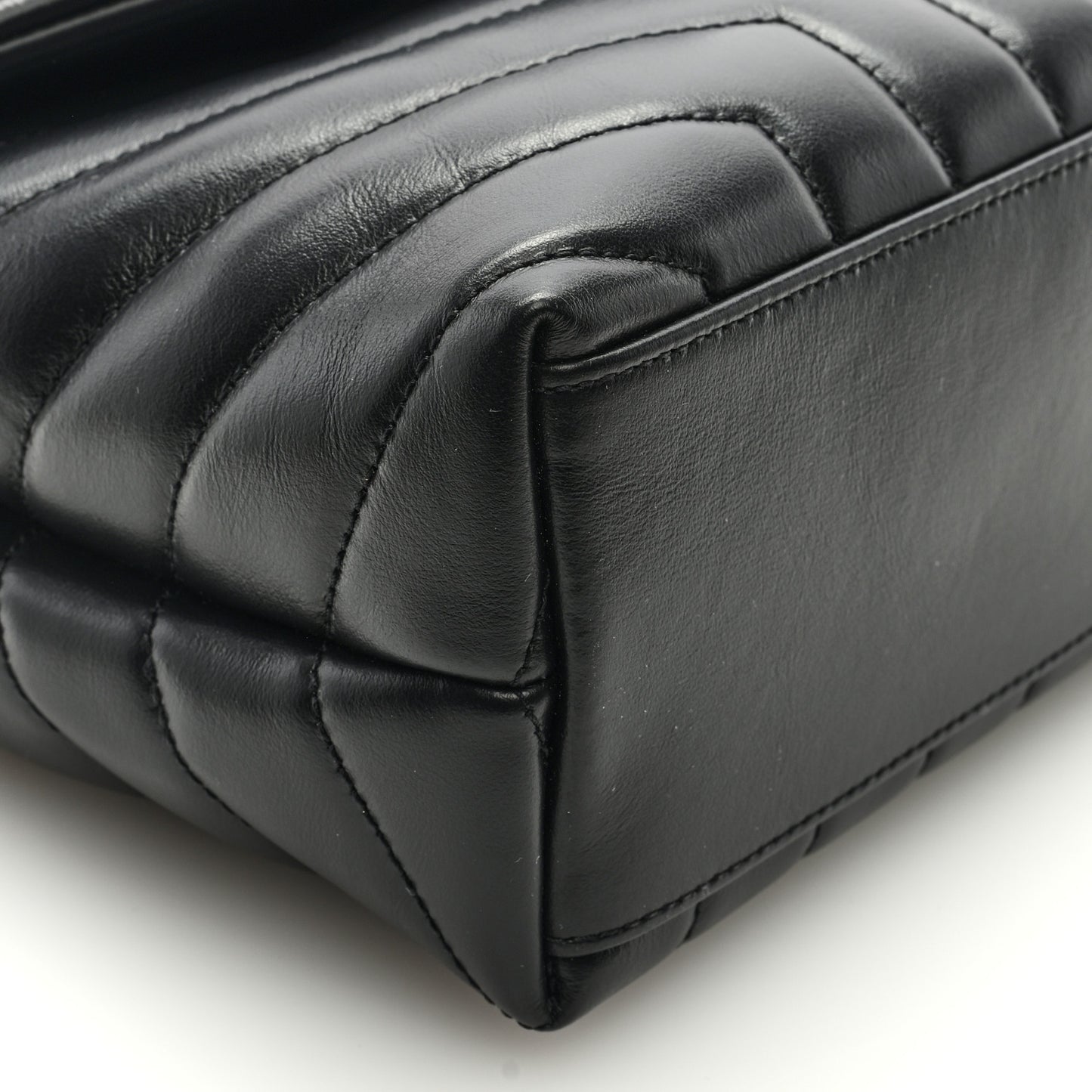 Calfskin Y Quilted Monogram Small Loulou Chain Satchel Black