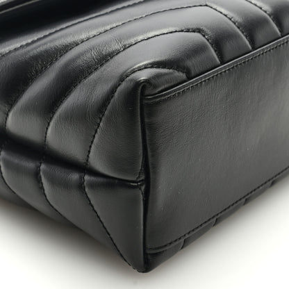 Saint Laurent Calfskin Y Quilted Monogram Small Loulou Chain Satchel Black 7 of 8