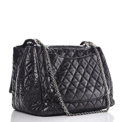 Chanel Metallic Aged Calfskin Quilted Reissue 2.55 Accordion Flap Black 3 of 16
