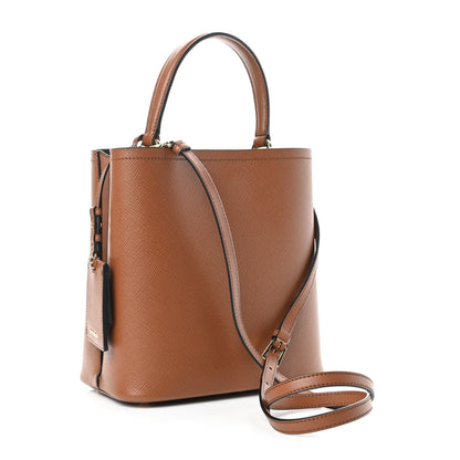 Prada Saffiano Cuir Medium Panier Bucket Bag Cognac Black 3 of 10