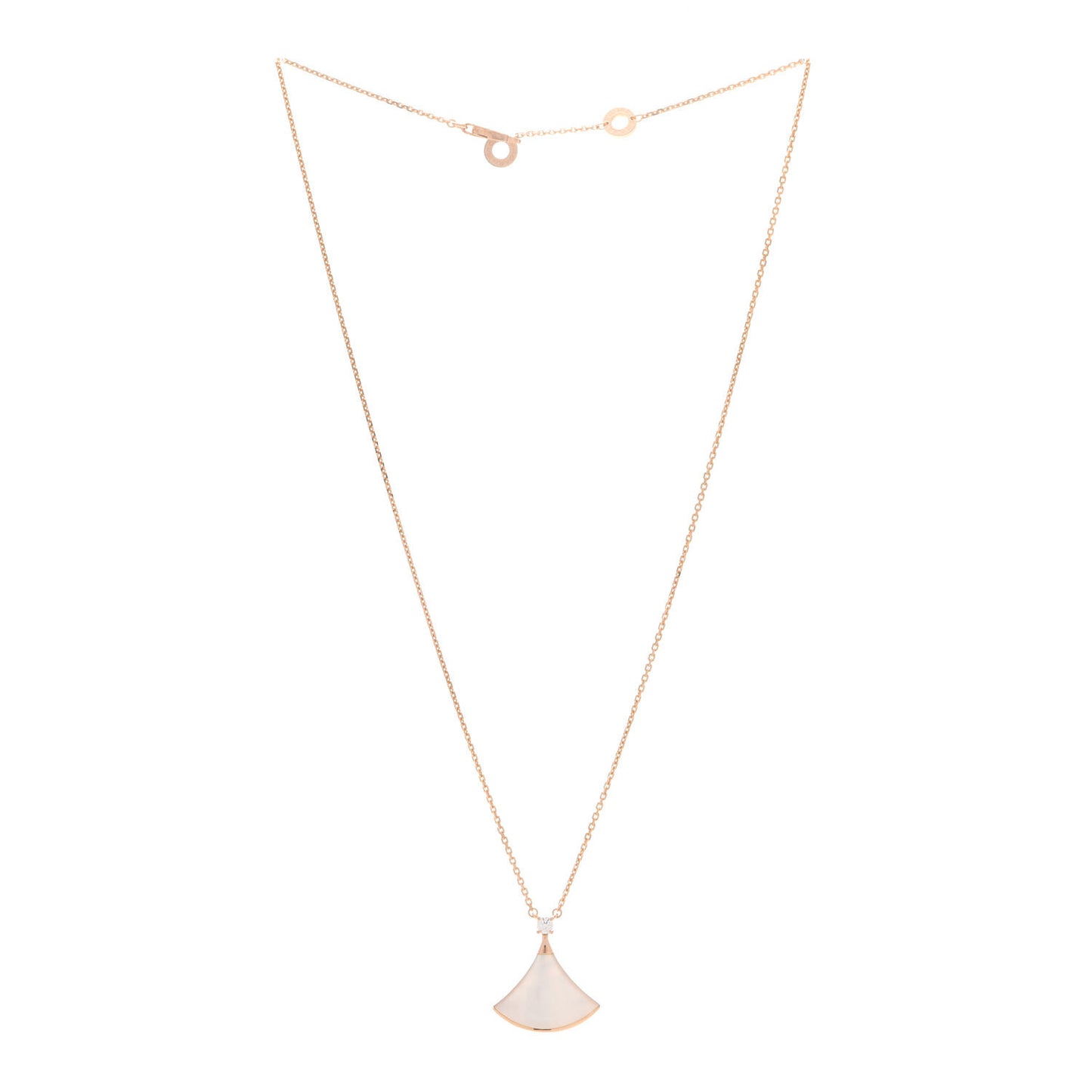 18K Rose Gold Diamond Mother of Pearl Divas' Dream Pendant Necklace
